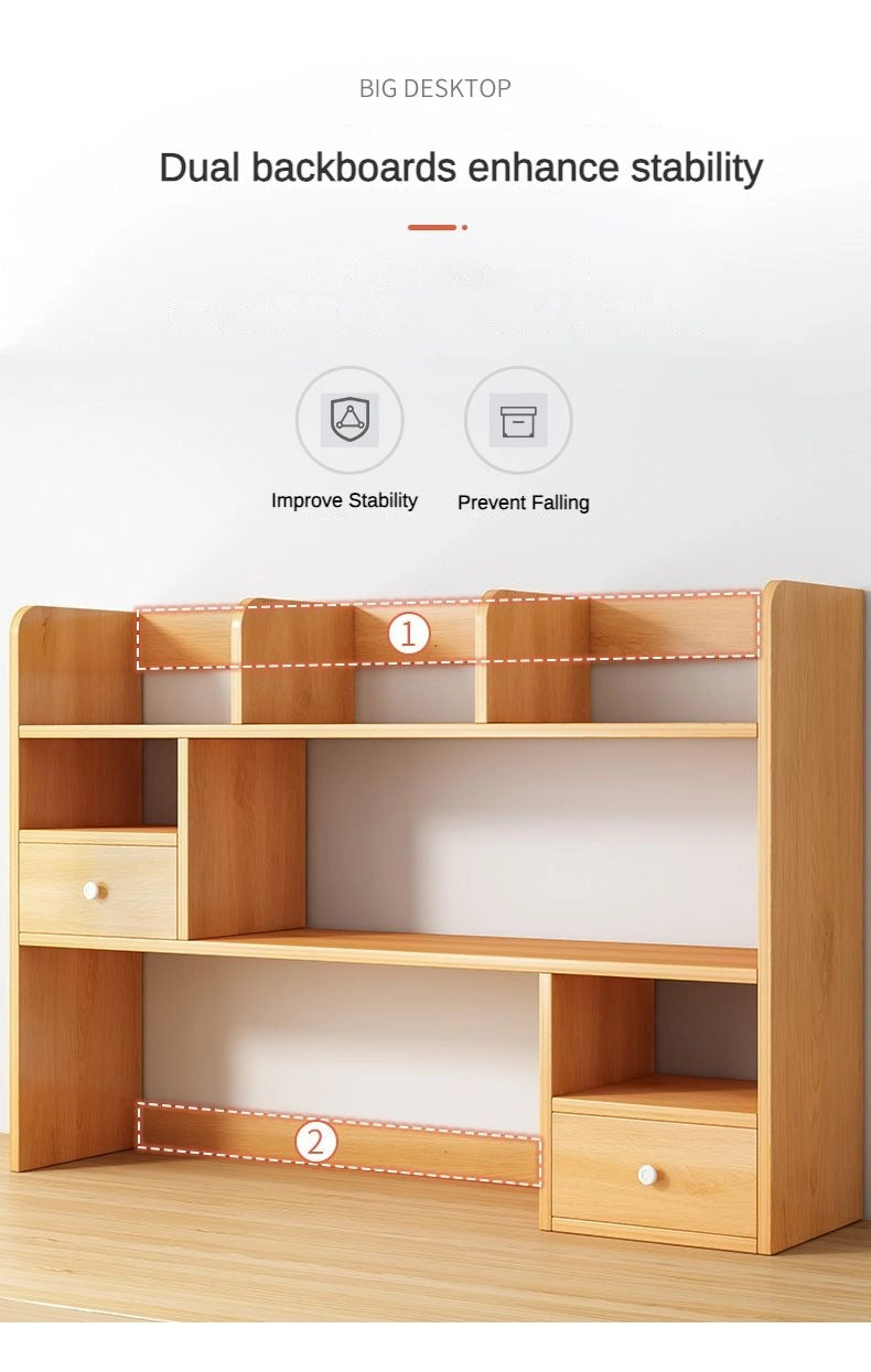Wooden Desk Organizer Storage Shelf with Drawers_111