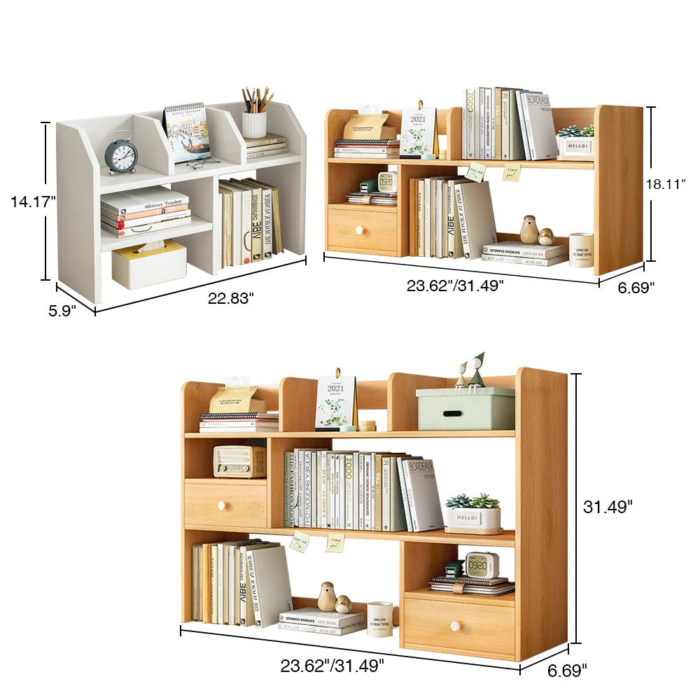 Wooden Desk Organizer Storage Shelf with Drawers_777