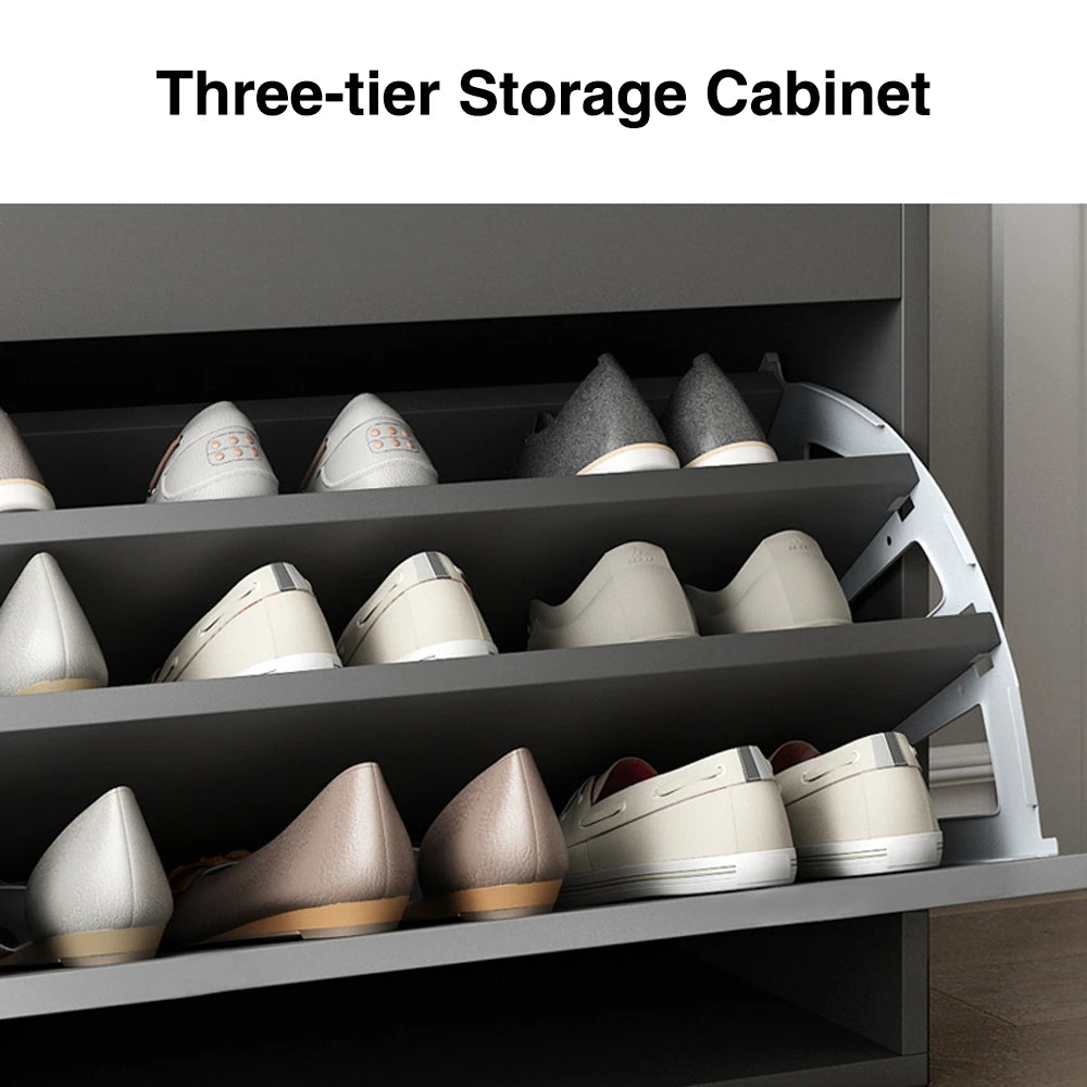 Modern Tipping Bucket Shoe Storage Bench with Flip-Drawer_3