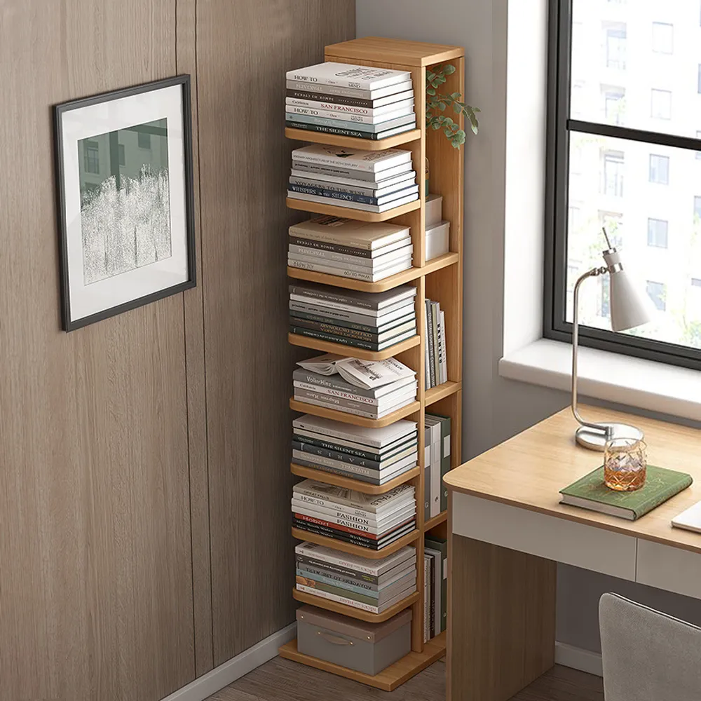 Modern Vertical Invisible Bookshelf Closed Back Bookcase with Cabinets_1