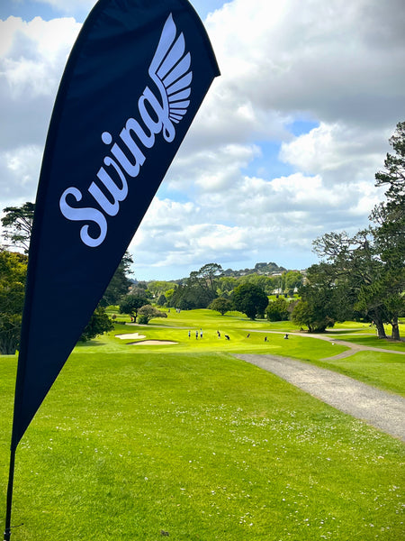 Swing Apparel Tear Drop Flag on Golf Course