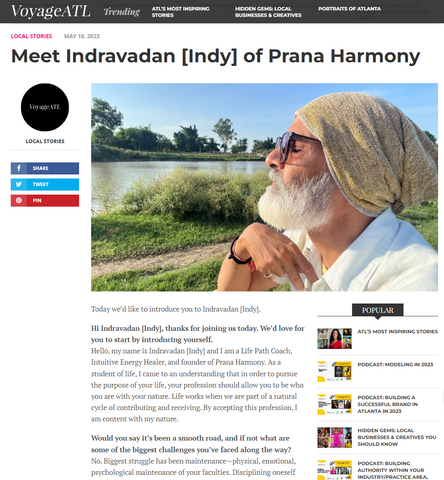 VoyageATL interview of Indravadan (Indy) at Prana Harmony