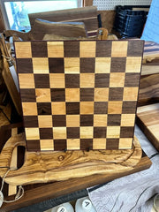 cherry and walnut checker board