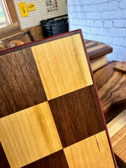 cherry and walnut with purple heart checker board