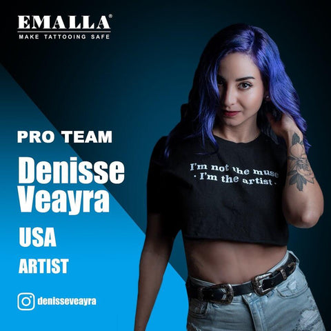 Emalla sponsored tattoo artist Denisse Veayra