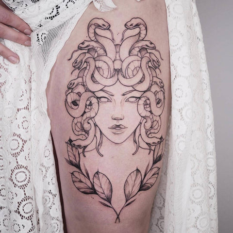 Medusa fine line tattoo