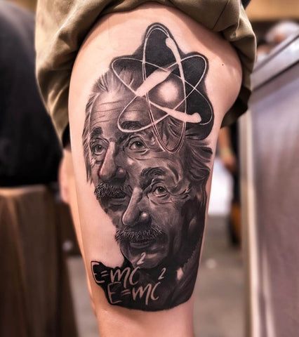 Einstein black and grey tattoo
