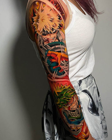 Colorful tattoos of the anime work My Hero Academia