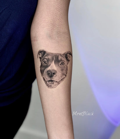 puppy fine line tattoo