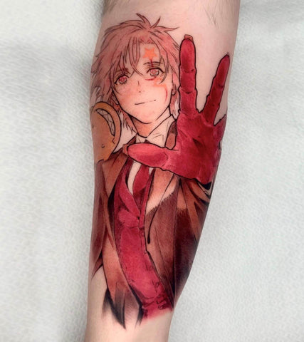 Colorful tattoo of the anime character Allen Walker