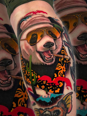 tattoo design of a Cute Smoking Panda with Sunglasses
