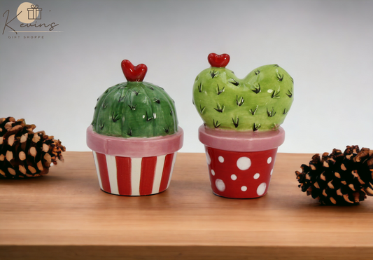 Novelty Magnetic Cactus Ceramic Salt & Pepper Shaker Set