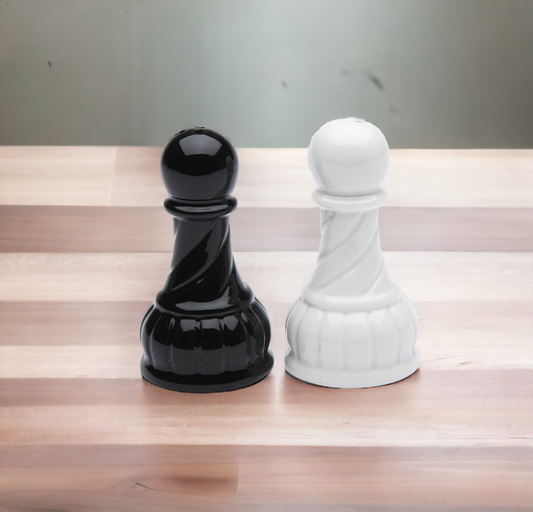 Ceramic Black and White Rook Chess Piece Salt and Pepper Shakers, Home –  kevinsgiftshoppe