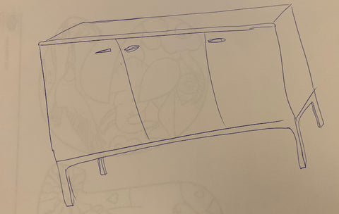 Custom furniture side cabinet_sketch