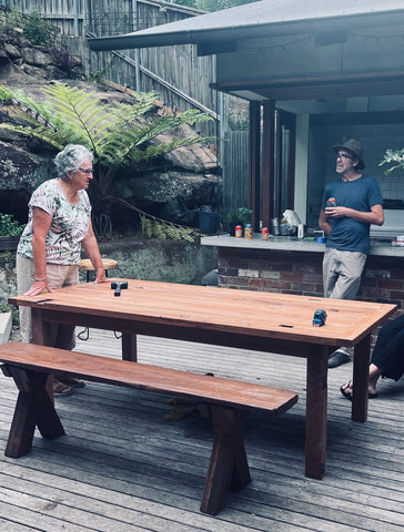 Outdoor table made from reclaimed Australian hardwood