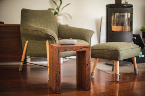 The Glebe side table made from reclaimed Australian hardwood.