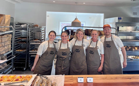 Slow Dough team in front of servery bench made by The Wattle Road