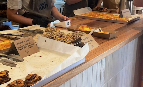 Bakery servery made from reclaimed hardwood