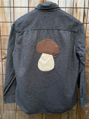 Bolete Flannel top, Large, Heather Dark Blue/Black - quickanddirtygardens