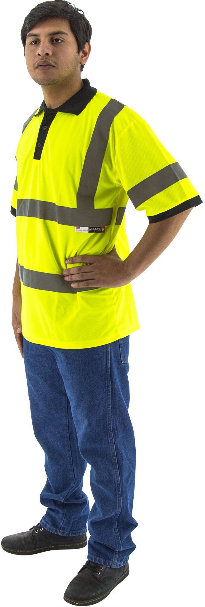 75-5311 High Visibility Short Sleeve Polo Shirt, ANSI 3, R, Yellow