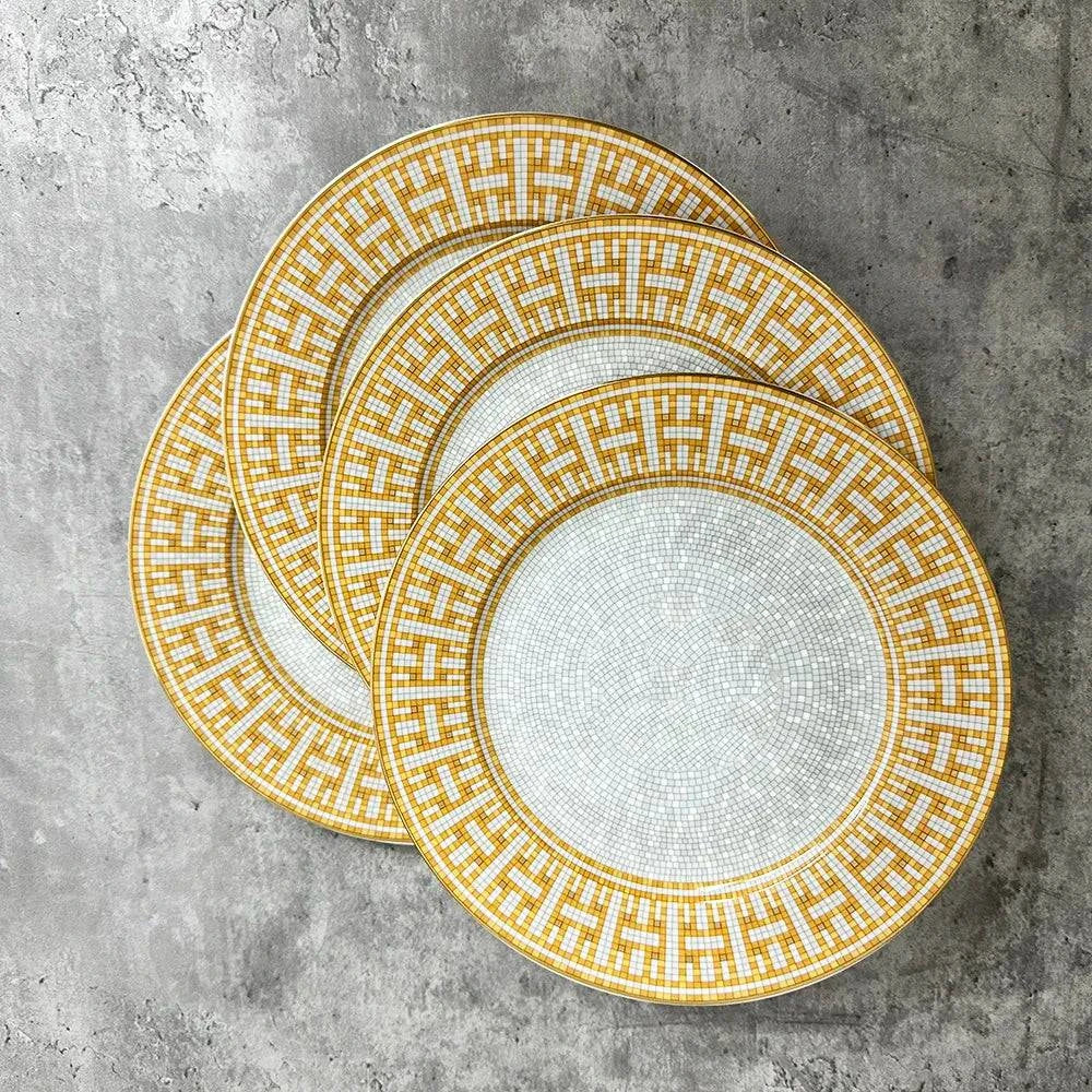 4-Piece Luxury Bone China Dinner Plates Set - 8 Inch