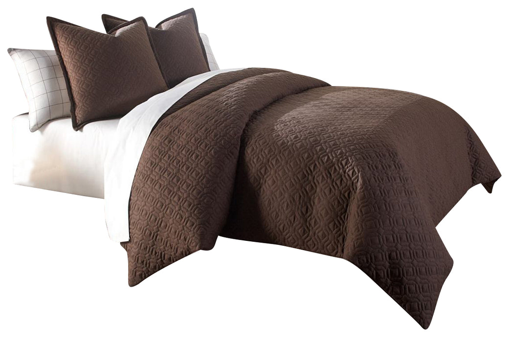 AICO Leigh 3-pc King Coverlet/Duvet Set in Cocoa BCS-KD03-LEIGH-COC image