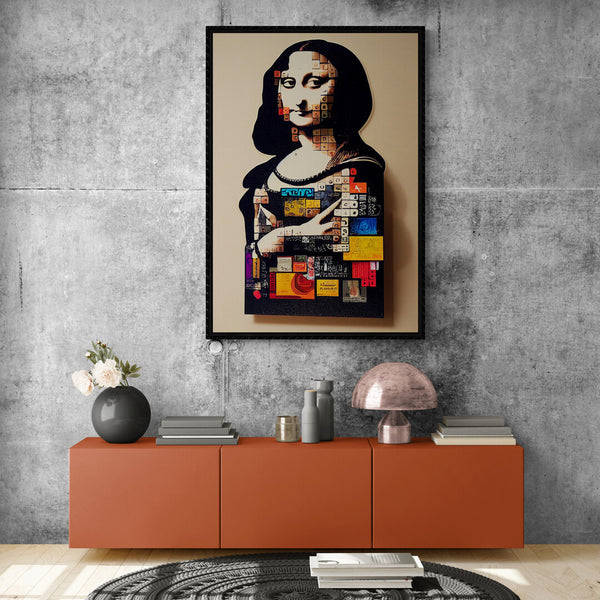 Le tableau coloré au style patchwork melangeant pop art et art classique pour un intérieur original