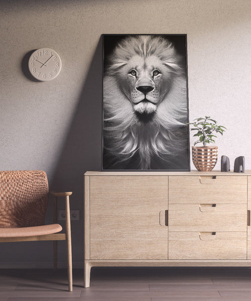 Tableau salon avec une photo lion