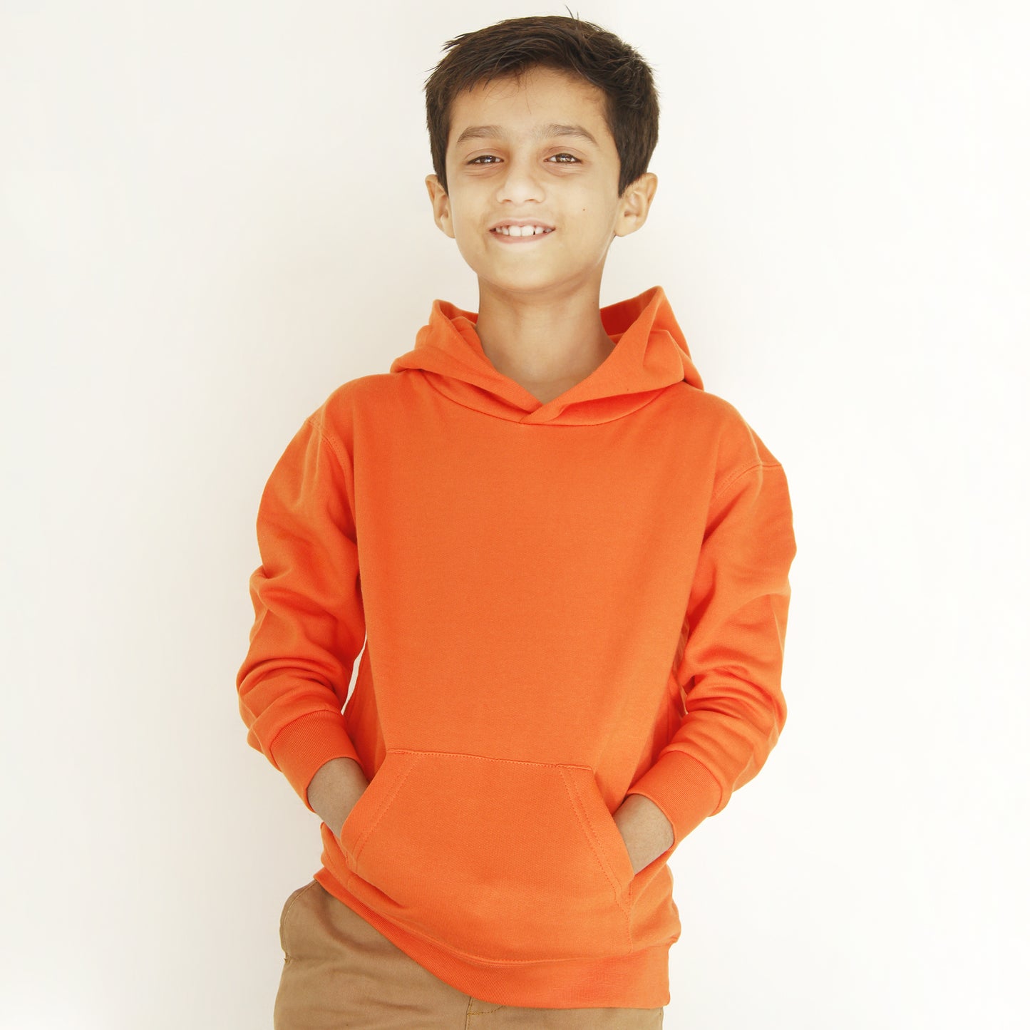 Orange Pullover Kangaroo Hoodie For Boys & Girls Kids