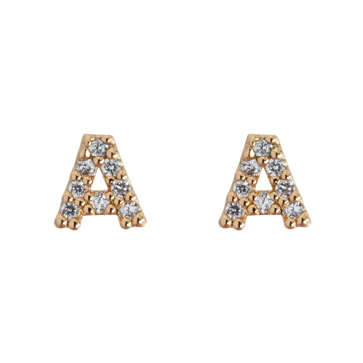 Petite chrystal letter stud earring A