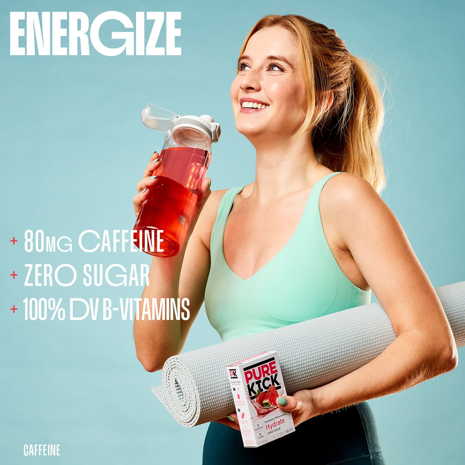 Energize your drink routine with 80mg Caffeine, zero sugar, 100 Percent Daily Value of B Vitamins, Workout Energy Drink Mixes