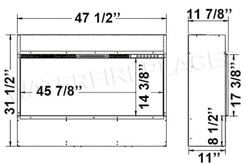 Dimplex Optimyst 46 inch Linear Water Vapor Built-In Electric Fireplace - Water Mist Fireplace with Heater - OLF46-AM Dims