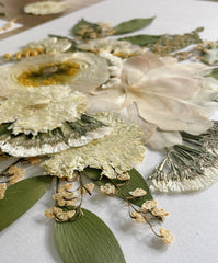 pressed wedding bouquet peonies, poppy and lily of the valley
