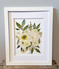 framed pressed wedding bouquet 