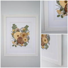 pressed wedding bouquet kentville nova scotia, preserved wedding flowers in handmade frame custom designed seek and bloom flowers wedding preservation 