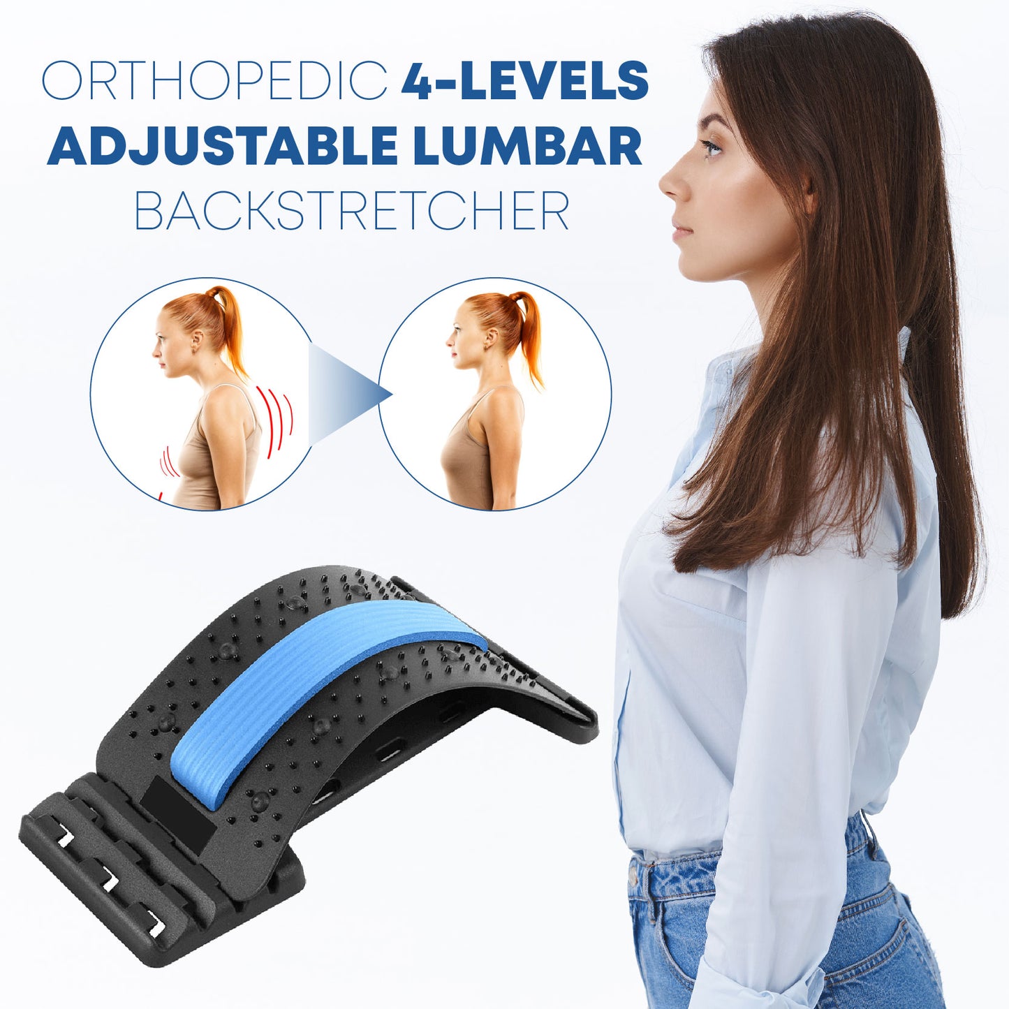 Orthopedic 4-Levels Adjustable Lumbar BackStretcher