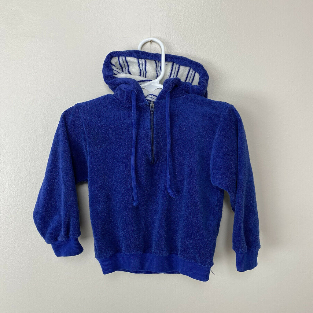 1960s/70s Terry Cloth Quarter Zip Hooded Sweatshirt, Kids Size 2/3