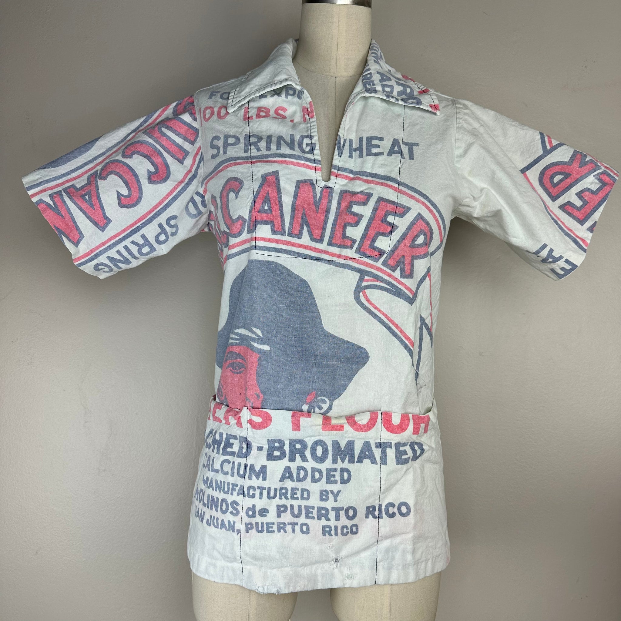 1960s/70s Flour Sack Shirt, Size XS/S, Buccaneer Puerto Rico, Pirates ...