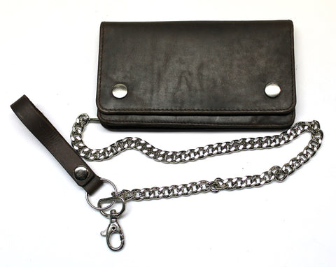 Biker Pocket Book Wallet With Chain Black