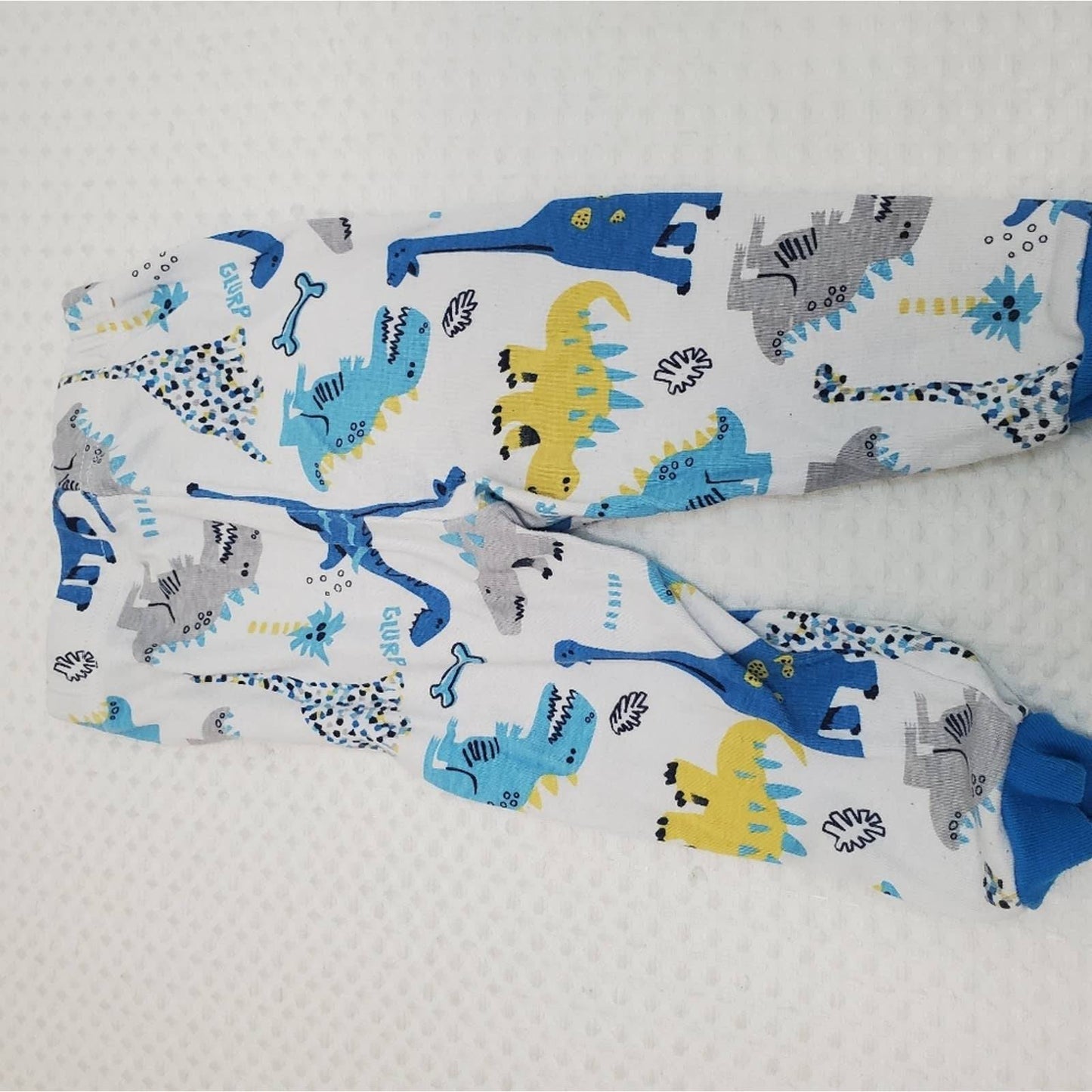 Kidgets Dinosaur Baby Boy 12 month White and Blue Pajama Set