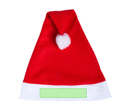 Bonnet Papa Noël Papa Noel Zone 1 - Sur la partie blanche Zone de marquage max: 150 x 30 mm SÉRIGRAPHIE E (maximale 1 couleur) TRANSFERT SÉRIGRAPHIQUE (maximale 8 couleurs)