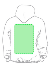 Sweat-Shirt à Capuche Adulte Harnix Zone 7 - Dans le dos Zone de marquage max: 330 x 400 mm SÉRIGRAPHIE F (maximale 6 couleurs) TRANSFERT SÉRIGRAPHIQUE (maximale 8 couleurs) GRAVURE TRANSFERT NUMÉRIQUE (FULLCOLOR)