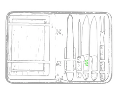 set pour barbecue craxton Zone 4 - Manche du couteau 1 Face A Zone de marquage max: 8 x 30 mm GRAVURE LASER 2