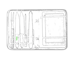 set pour barbecue craxton Zone 5 - Manche du couteau 2 Face B Zone de marquage max: 8 x 30 mm GRAVURE LASER 2