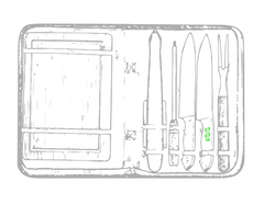 set pour barbecue craxton Zone 6 - Manche du couteau 2 Face A Zone de marquage max: 8 x 30 mm GRAVURE LASER 2