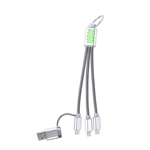 Câble de Chargeur Frecles Zone 1 - Sur le corps du côté USB Zone de marquage max: 17 x 8 mm TAMPOGRAPHIE D (maximale 1 couleur) GRAVURE LASER (maximale 1 couleur)