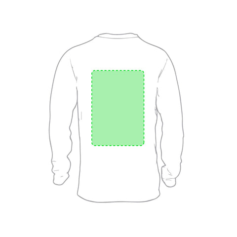 T-Shirt Adulte Blanc Iconic Long Sleeve Zone 7 - Dans le dos Zone de marquage max: 330 x 400 mm SÉRIGRAPHIE F (maximale 6 couleurs) TRANSFERT SÉRIGRAPHIQUE (maximale 8 couleurs) GRAVURE TRANSFERT NUMÉRIQUE (FULLCOLOR) GRAVURE QUADRICHROMIE X (Minimum 500 pièces) (FULLCOLOR)