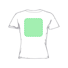 T-Shirt Femme Couleur "keya" WCS150 Zone 1 - Dans le dos Zone de marquage max: 200 x 330 mm SÉRIGRAPHIE F (maximale 6 couleurs) TRANSFERT SÉRIGRAPHIQUE (maximale 8 couleurs) GRAVURE TRANSFERT NUMÉRIQUE (FULLCOLOR)