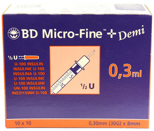 Micro Fine Demi U100 0 3ml Syringe 0 30mm 30g X 8mm Box Of 100 All Day Aesthetics Supplies