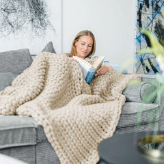 #3 - Hugged® - Tyngdetæppe 140x200 cm - Beige (7kg) 7 kg